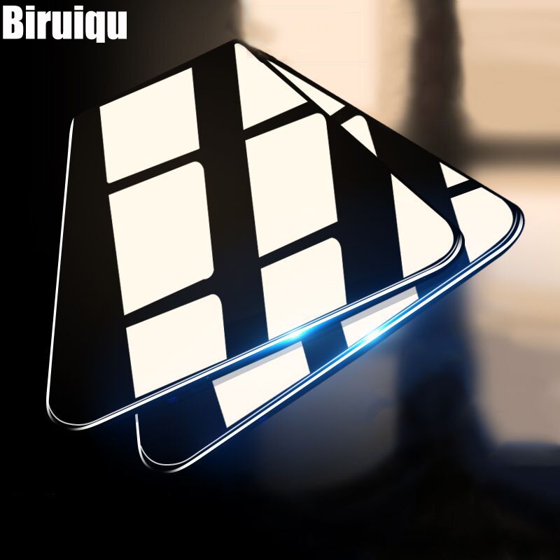 Biruiqu 2Pcs For Realme Narzo 30A 9H 2.5D Full Cover Tempered Glass Screen Protector Film Black