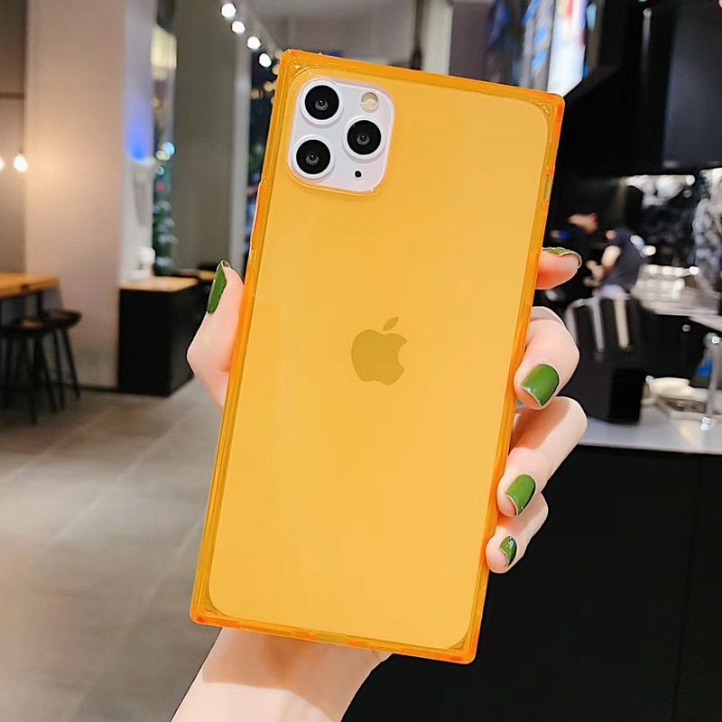 Square Design Phone Case For iPhone 11 12 13 Pro X XR XS Max 6 6s 7 8 Plus SE 2020 Fashion Candy Color Clear Soft TPU Phone Case