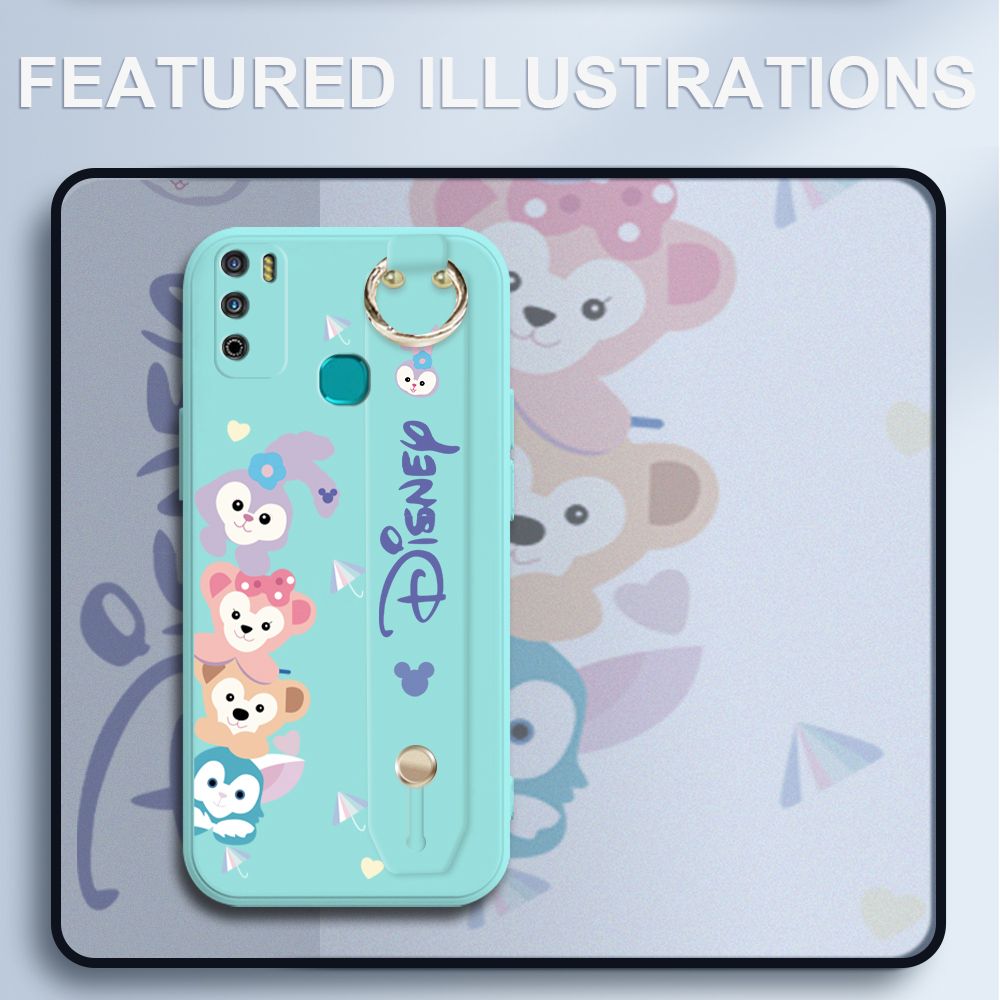 UCUC for Infinix Hot 9 Play Wrist Strap Case Creative Cartoon Cute Bunny Cover Ultra Thin Anti Fall Liquid Silicone Phone Case