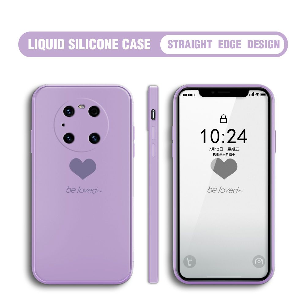 Jizetin for Huawei Mate 40 Pro Back Cover Little Love Multicolor Liquid Silicone Phone Case Soft Square Lens Protection Phone Cases