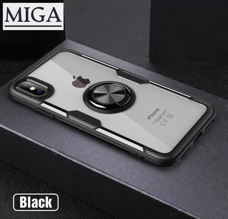 For iPhone 11 Pro Xs Max XR X 8 7 6 6s Plus Phone Case, Transparent Shockproof Ring Soft Silicone TPU Edge and Hard Back Cover