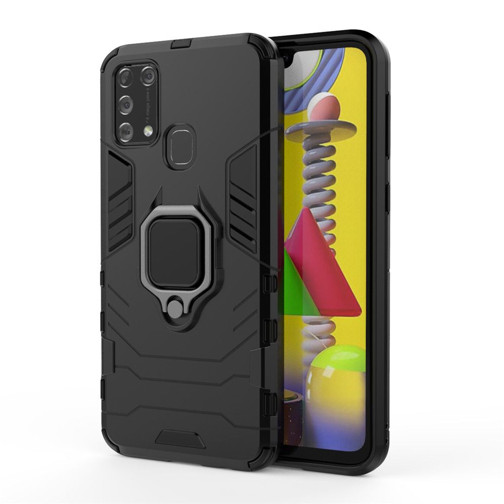 For Samsung Galaxy M31 Case Slim Heavy Duty Hardcase Camera Protection Back Cover with Ring Stand