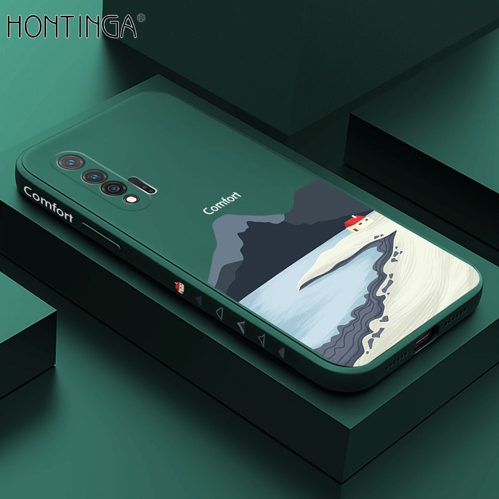 Hontinga for Huawei Nova 6 Case Side Design New Mount Back Cover Soft Square Edge Pattern Liquid Silicone Trend Phone Cases