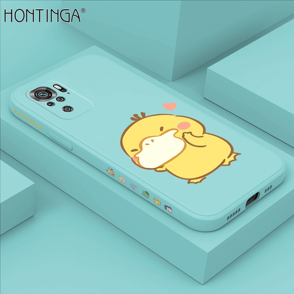 Hontinga for Redmi Note 10 4G / Note 10S Case Side Design Trendy Cartoon Sign Back Cover Soft Square Edge Pattern Liquid Silicone Phone Cases