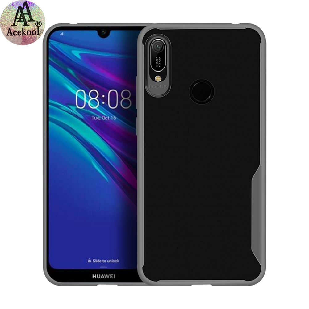 Yfashion kool for HUAWEI Y6 2019   ranslucent Back Cover Non-slip Shockproof PU Full Protective Case