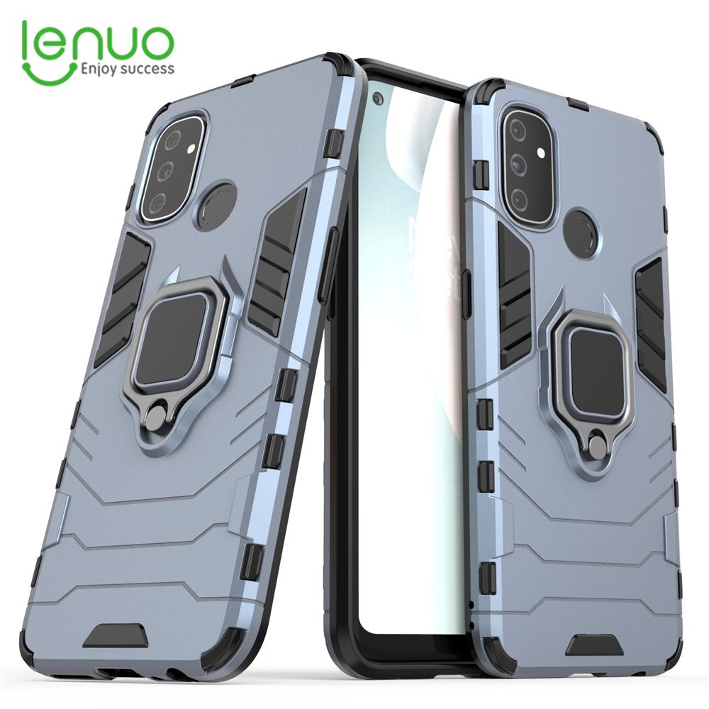 Lenuo Phone Case for OnePlus Nor d N100 Silicone PC Metal Ring Holder Cover