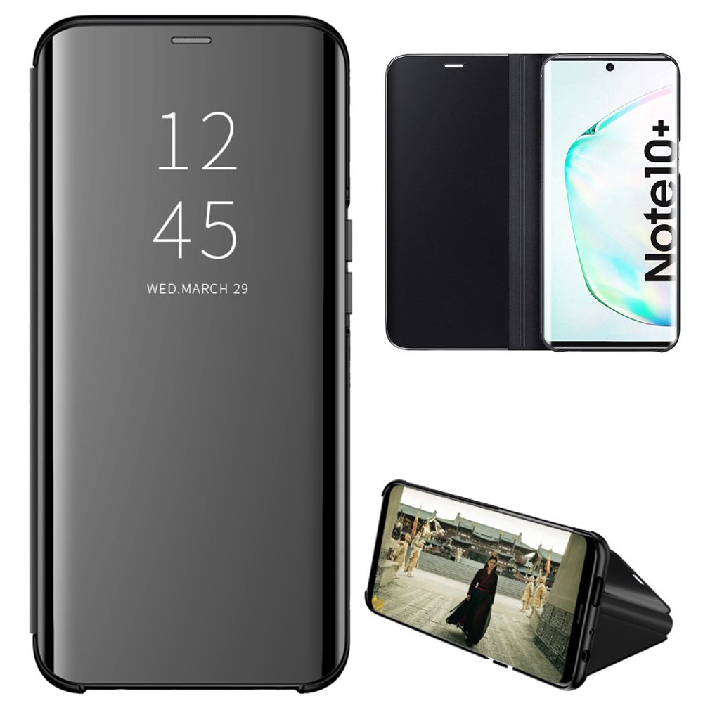 For Samsung Galaxy Note 10 Plus Mirror Plating Hard PC -PU Leather Semi-transparent Standing View Case Cover Mirror Plating Hard PC -PU Leather Semi-transparent Standing View Case Cover
