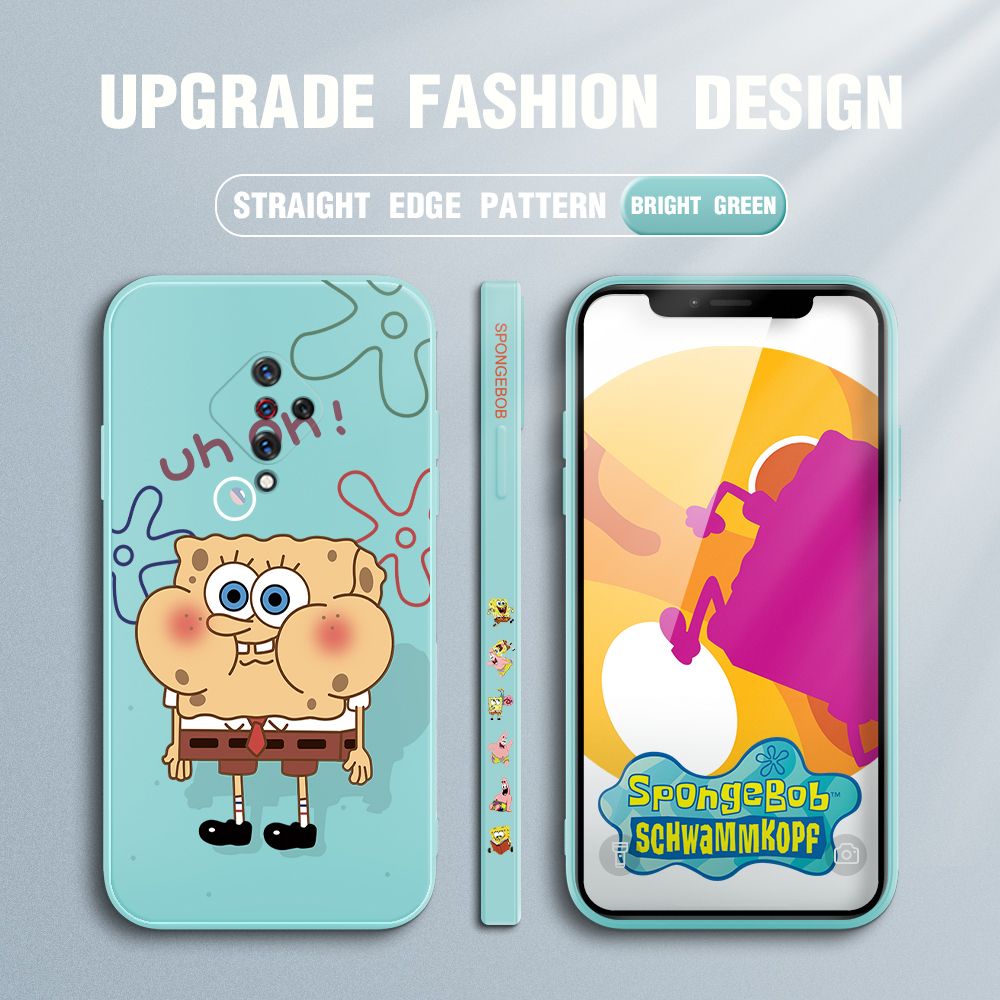 Jizetin for Vivo S1 Pro Case Side Design Phone Cover New Cartoon SpongeBob SquarePants Cover Square Edge Pattern Liquid Silicone Trend Case