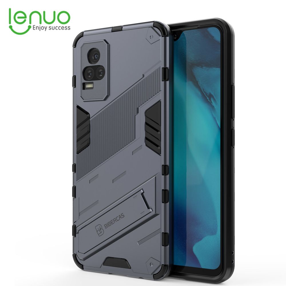 Lenuo Punk-Casing For Vivo V21e 4G / Y73 Back Cover Eight-Color Anti-Fall And Anti-Slip Phone Bracket Lens Protection Cover Lovers Case