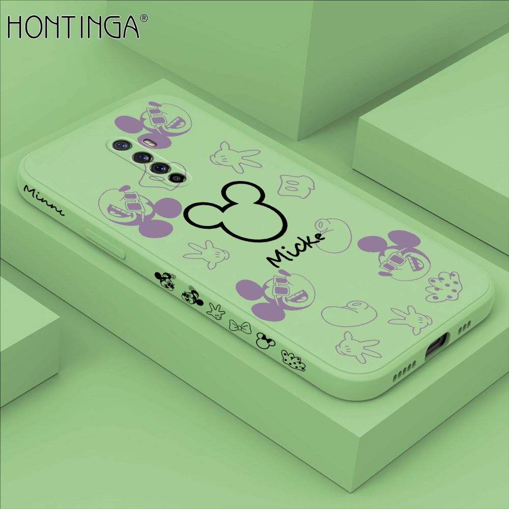 Hontinga for OPPO Reno Ace Case Side Design Cute Mouse Avatar Back Cover Soft Square Edge Pattern Liquid Silicone Trend Phone Cases