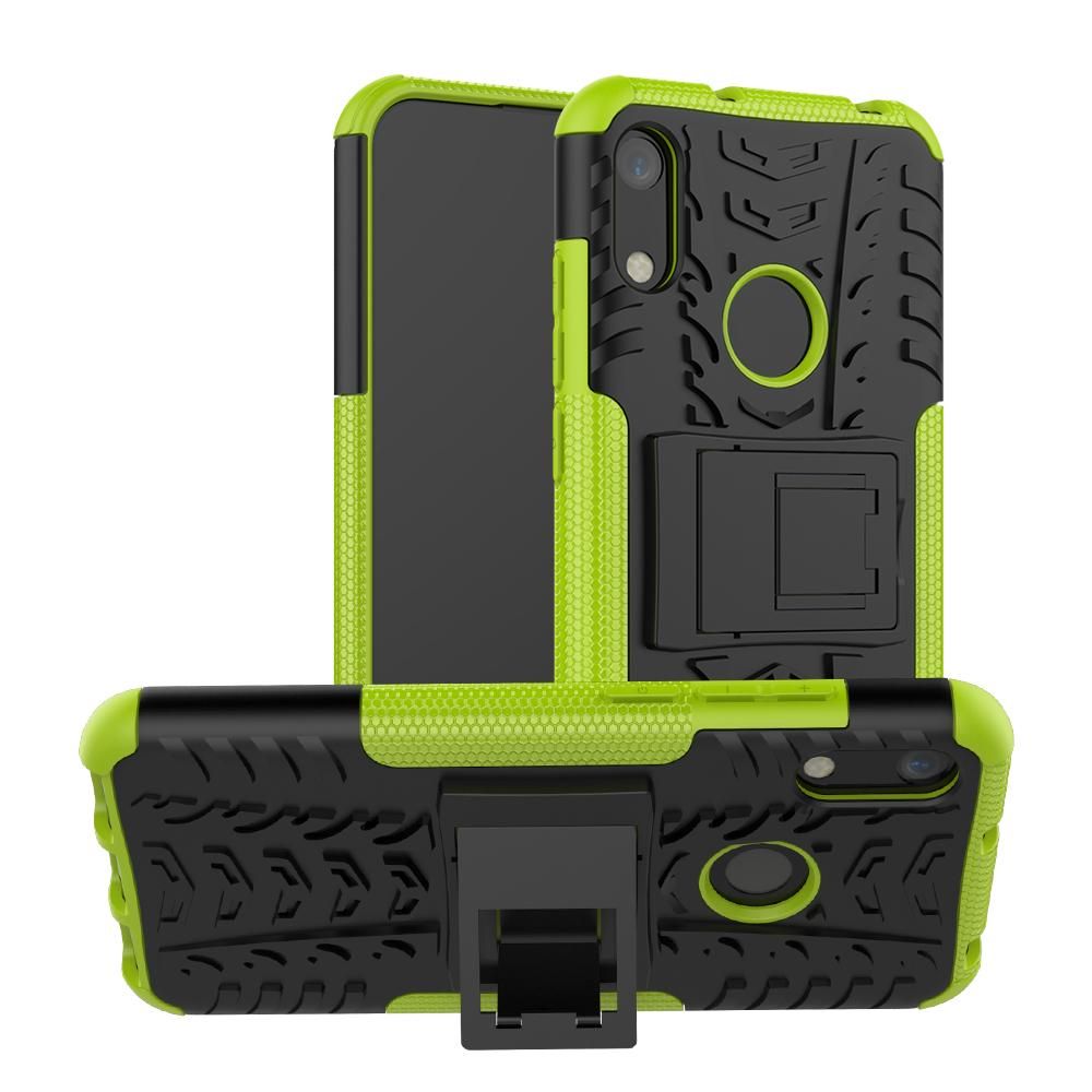 For Huawei Y6 2019 Heavy Duty Armor Tough Hybrid Shockproof Dual Layer Kickstand Protective Case Cover