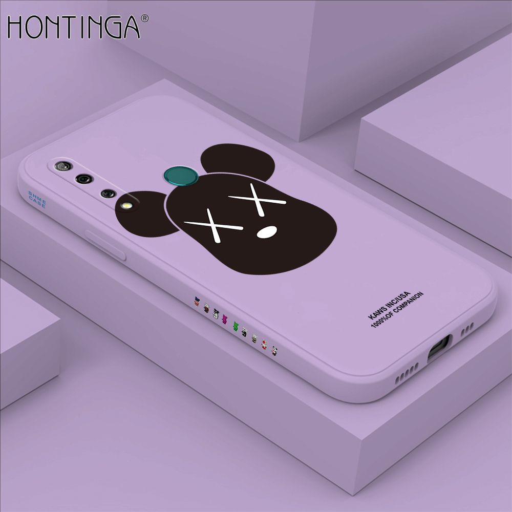 Hontinga for Huawei Y9 Prime 2019 Case Side Design Violent Bear Head Back Cover Soft Square Edge Pattern Liquid Silicone Trend Phone Cases