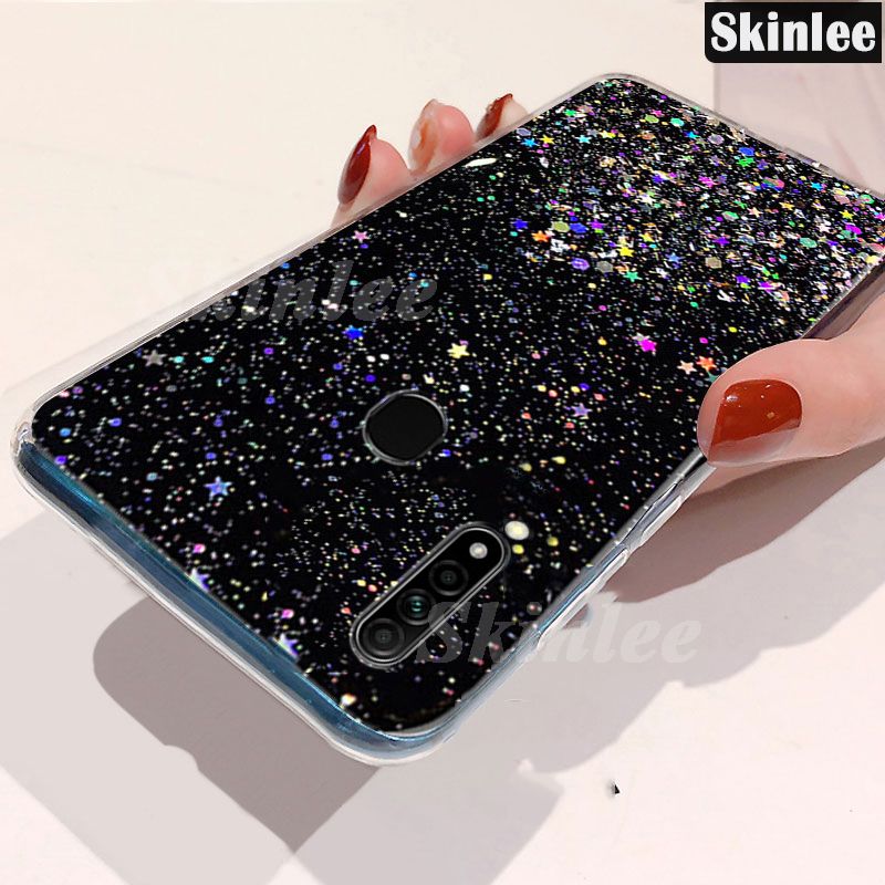 Phone Back Cover For OPPO A31 Glitter Silicone Soft Phone Cases Starry Sky String Glitter Transparent Space Stars Moon OPPO A31 Case