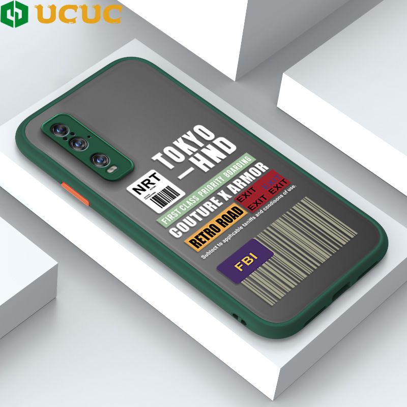 UCUC for OPPO Find X2 Back Cover FBI Sticker Frosted Transparent Hard Phone Case Thin Shockproof Full Cover Camera Protect Case
