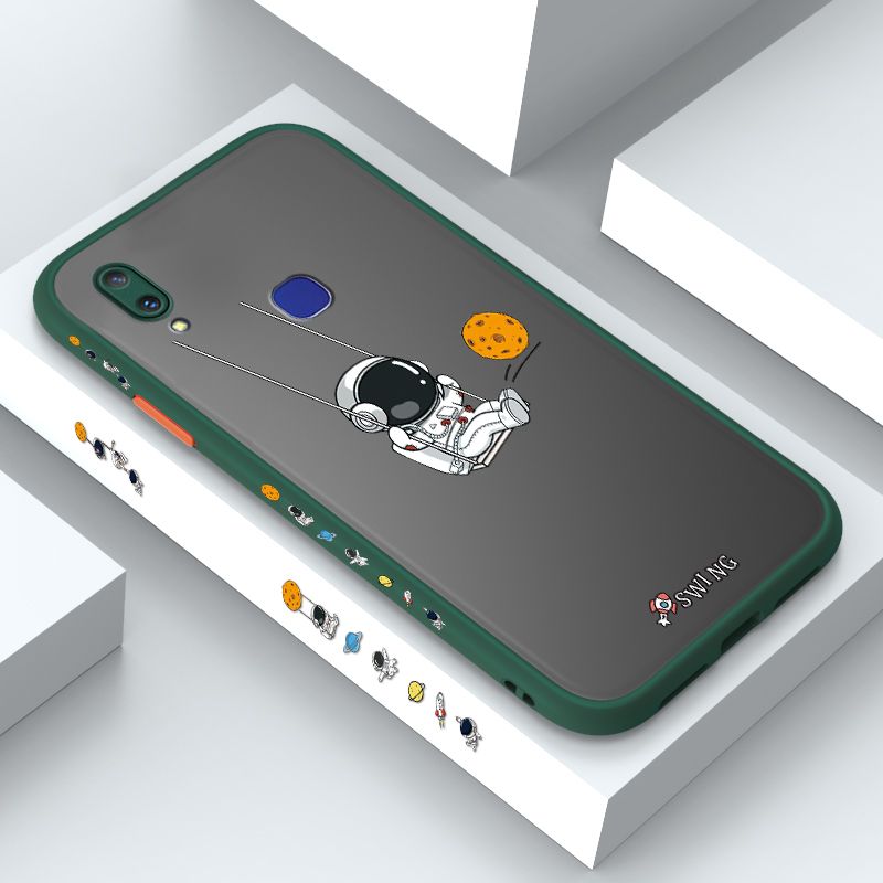 ZeroQiQi for Vivo V11i Case Astronaut Swinging Side Printing Cover Frosted Ultra Thin Protective Anti Fall Phone Case