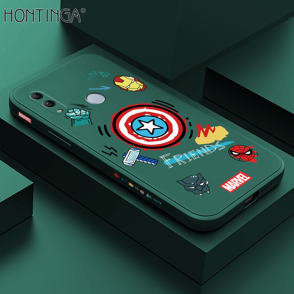 Hontinga for Honor 10 Lite Case Side Design Trendy Cartoon Sign Back Cover Soft Square Edge Pattern Liquid Silicone Phone Cases
