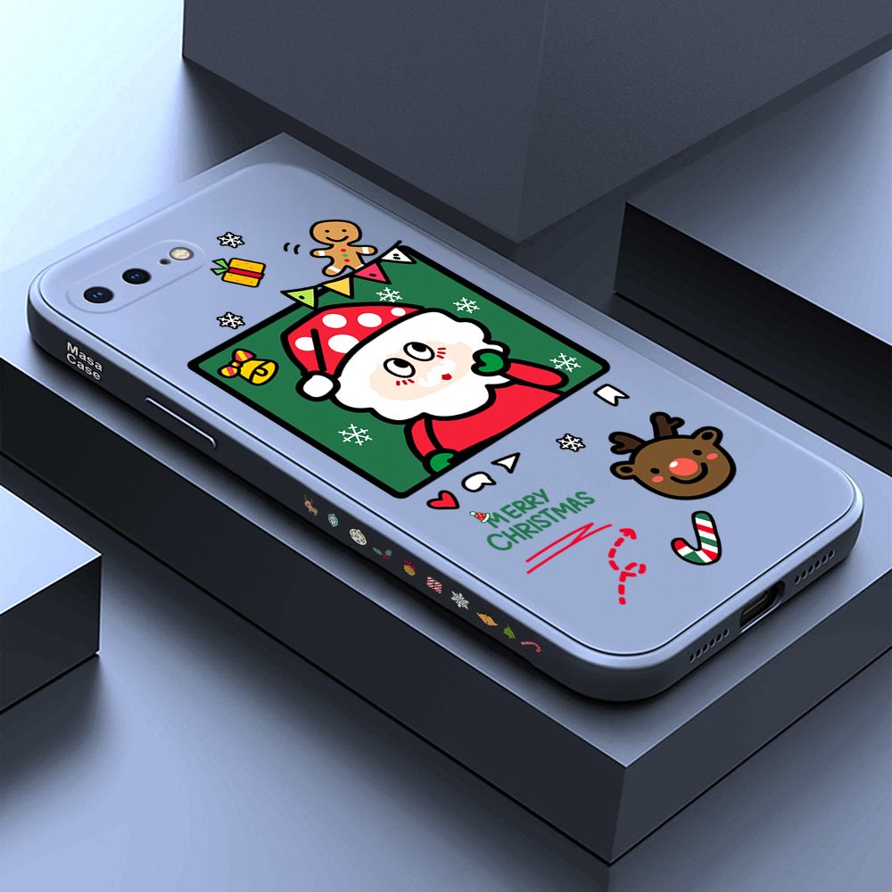 ZeroQiQi for iPhone 8 Plus Case Santa Claus Christmas Gifts Side Printing Cases Soft Liquid Silicone Phone Cover