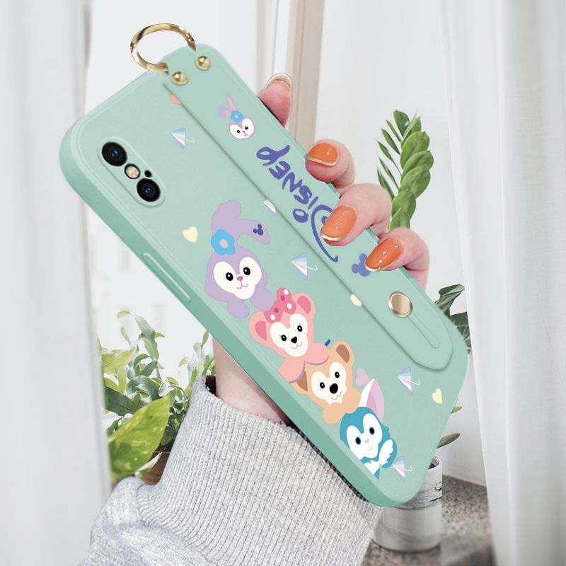 Jizetin for iPhone X Wrist Strap Case Creative Cartoon Cute Bunny Cover Ultra Thin Anti Fall Liquid Silicone Phone Case