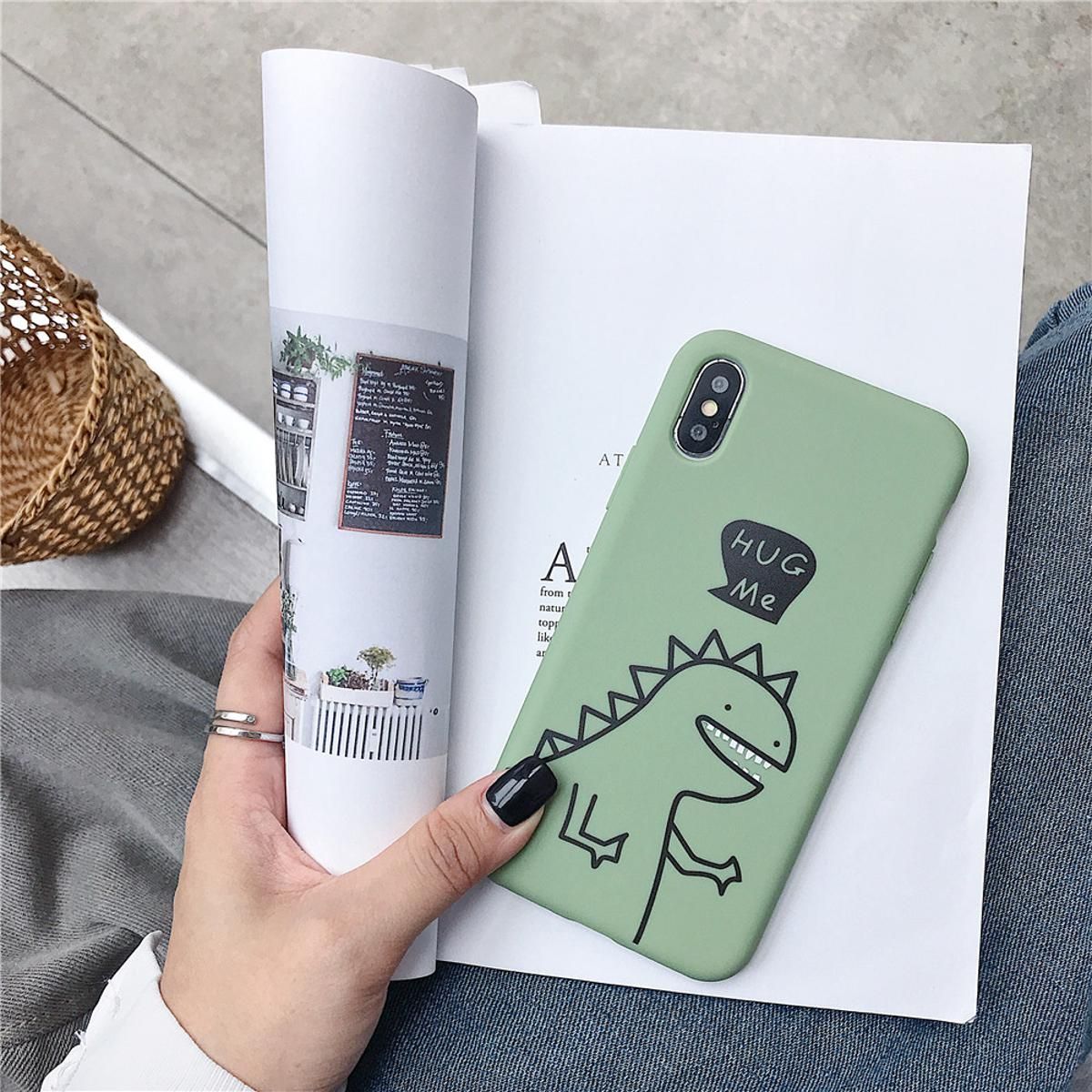 For OPPO //S/9/7/X/F9/3/F11/A9/K1/K3/Realme X Soft PU Cellphone Case Shell Dinosaur Back Cover