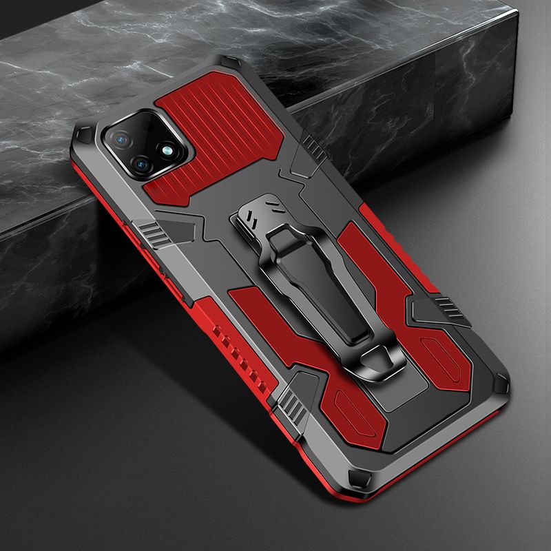 Shockproof Phone Case For Realme C21 Rugged Armor Aluminum Magnetic Stand Metal Anti-fall Cover