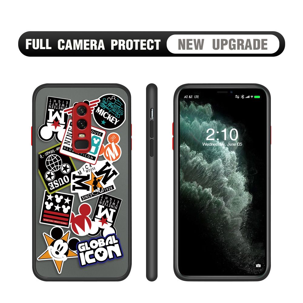 Hontinga for OnePlus 6 Case Travel Poster Camera Shockproof Protection Cases Edge Frosted Transparent Phone Cover