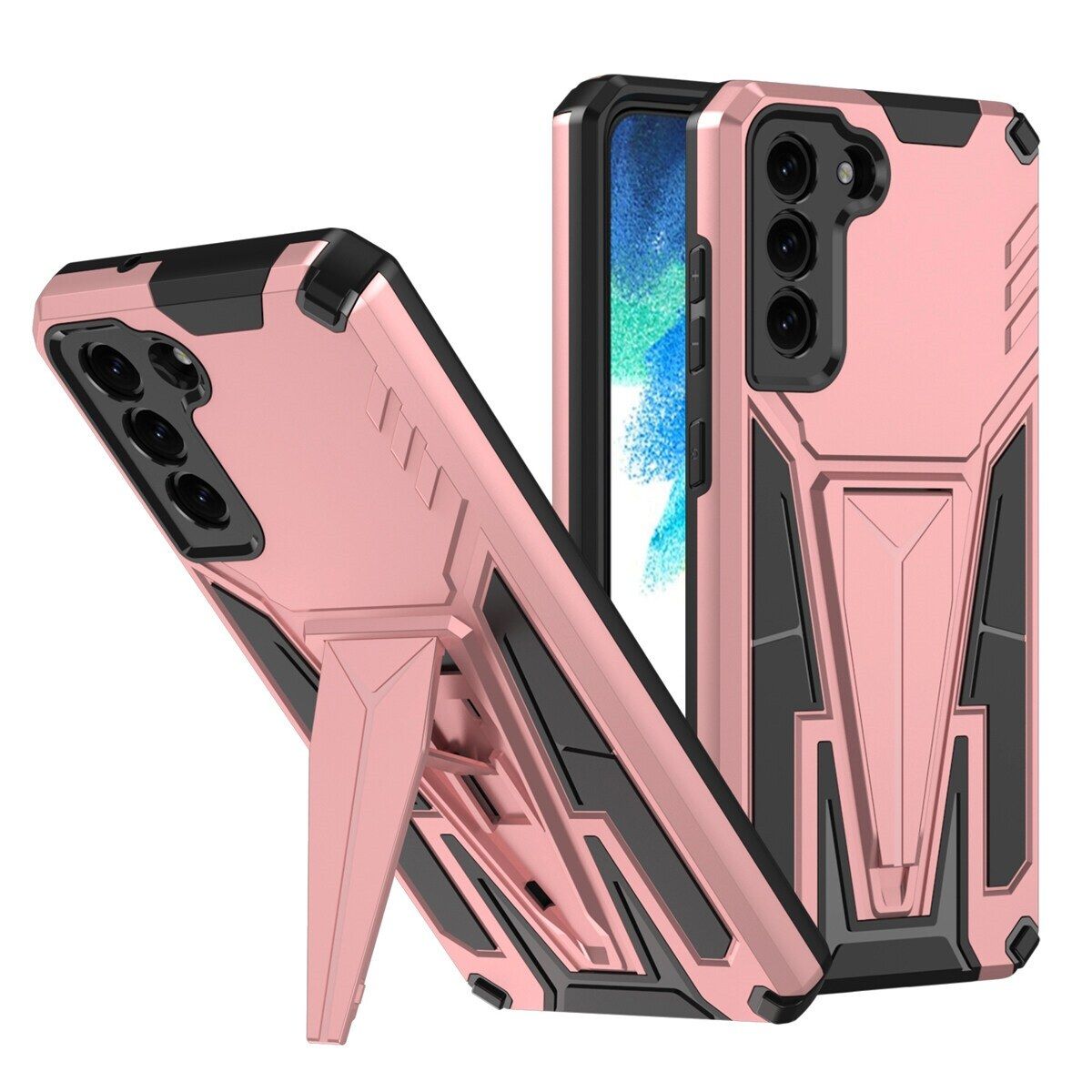 Case for Samsung Galaxy S21 FE / Galaxy S21 FE 5G Hard PC Soft TPU Bumper Shockproof Case Built-in Kickstand Compatible