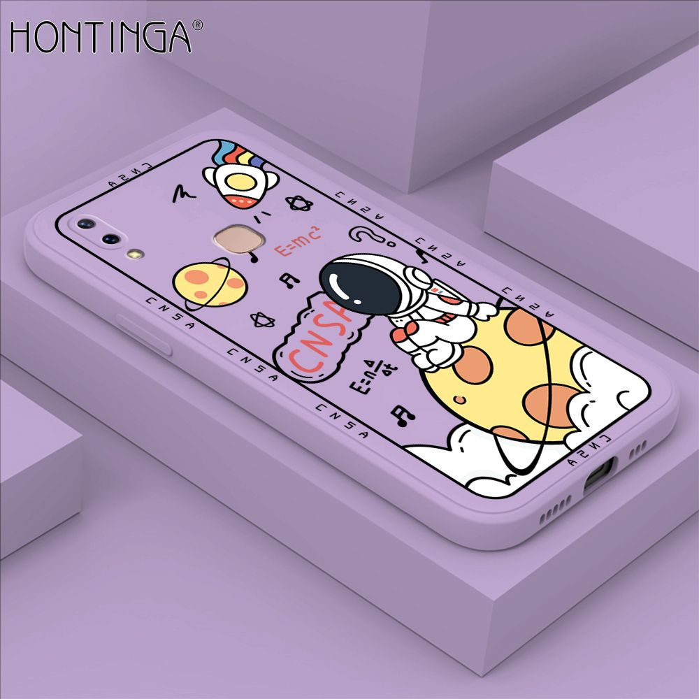 Hontinga for Vivo V9 Case Cartoon Astronauts Phone Case Phone Case Soft Square Edge Silicone Cases Full Lens Cover Shockproof Protection Cover