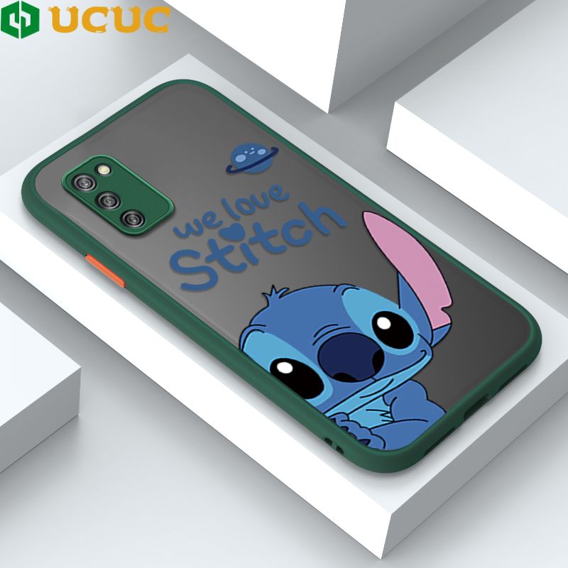 UCUC for Samsung Galaxy A02S M02S Back Cover Peeping Stitch Frosted Transparent Hard Phone Case Thin Shockproof Full Cover Camera Protect Case