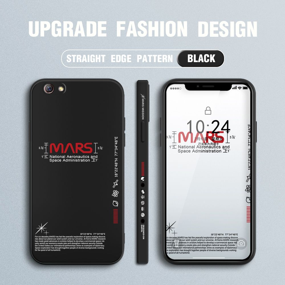 Jizetin for OPPO R9S Plus Case New NASA Design Side Design Phone Case Square Edge Pattern Liquid Silicone Cases Full Cover Camera Soft Protection Case