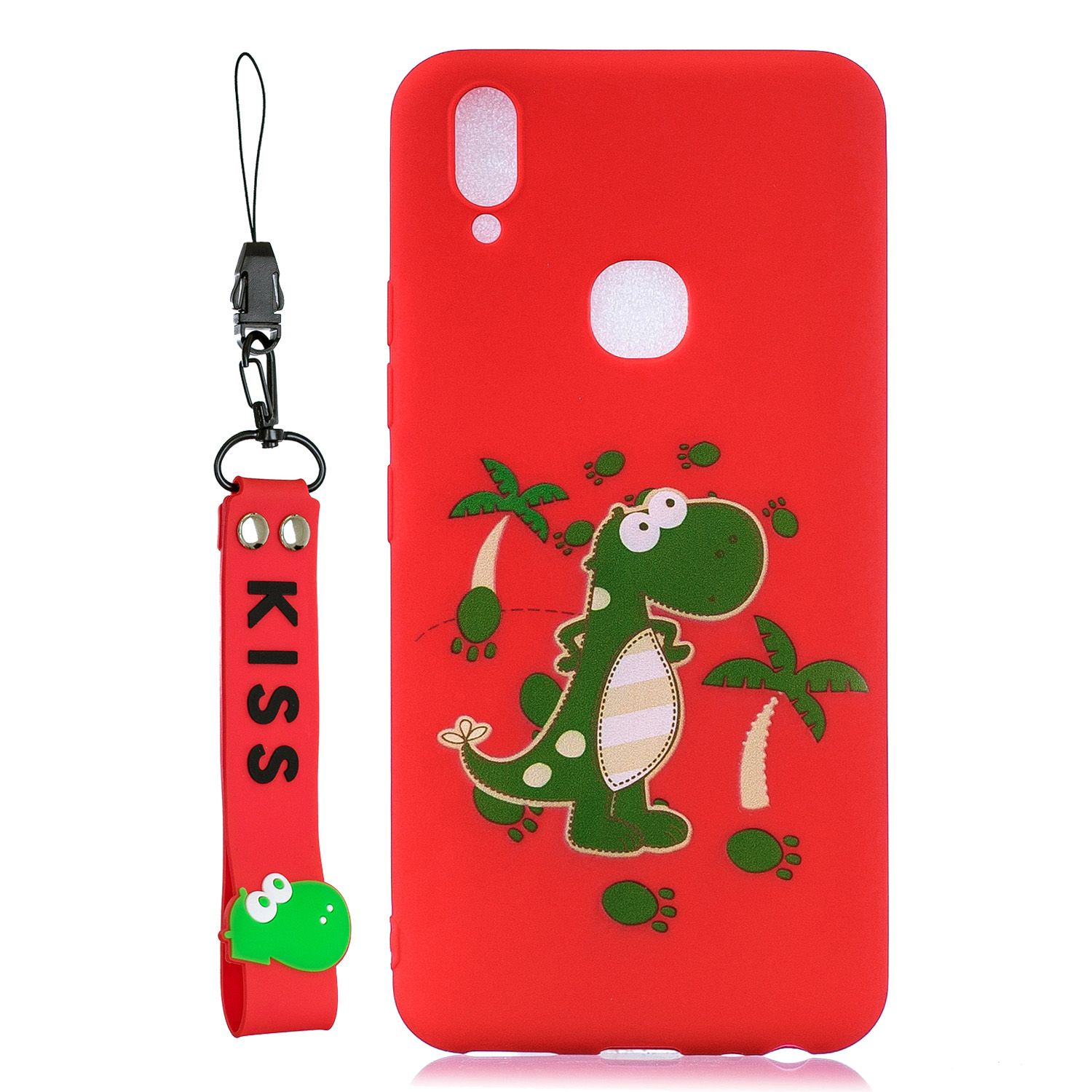 Yfashion For VIVO Y85 Cartoon Lovely Coloured Painted Soft PU Back Cover Non-slip Shockproof Full Protective Case with Lanyard