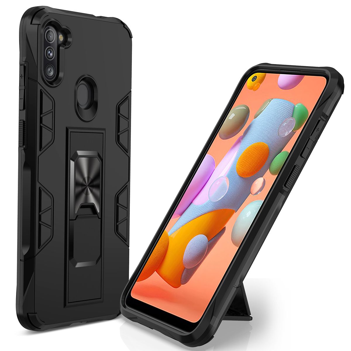 For Samsung Galaxy A11 Phone Case Armor Magentic Ring Car Holder Cover