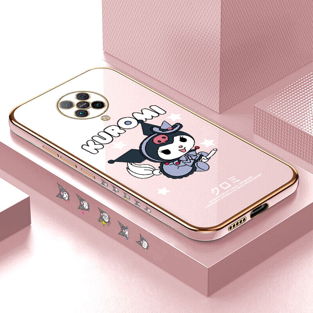 Luxury 6D Plating Soft Casing Silicone Square Frame Phone Case For Redmi K30 Pro ZooM Case Shiny Bling Back Cover Cartoon Anime Character Cute Square Edge Pattern Design Soft Case + Free Lanyard
