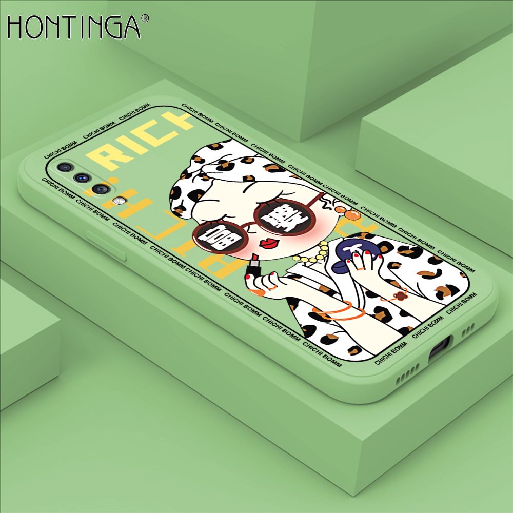 Hontinga for Samsung A70 Case Fashion Sunglasses Rich Girl Phone Case Phone Case Soft Square Edge Silicone Cases Full Lens Cover Shockproof Protection Cover