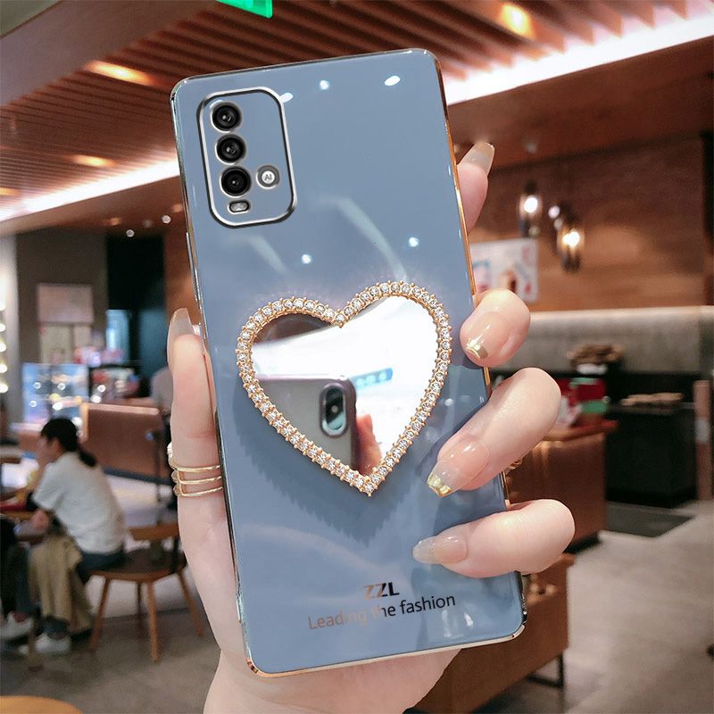 For Xiaomi Redmi 9 Power Cover with Makeup Mirror Shiny Plating Square Bumper Girls Phone Case Soft TPU Silicone Shockproof Protective Back Cover