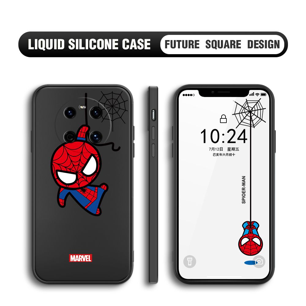 BILI for Huawei Mate 40 Back Cover Little Spiderman Multicolor Liquid Silicone Phone Case Soft Square Lens Protection Phone Cases