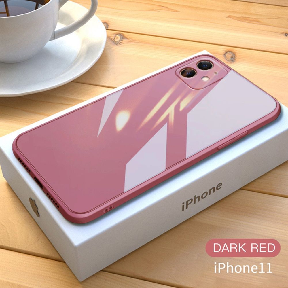 Square Liquid Tempered Glass Case For iPhone 13 11 12 Mini Pro Max XS XR X 7 8 Plus SE2  Silicone Candy Cover Protection