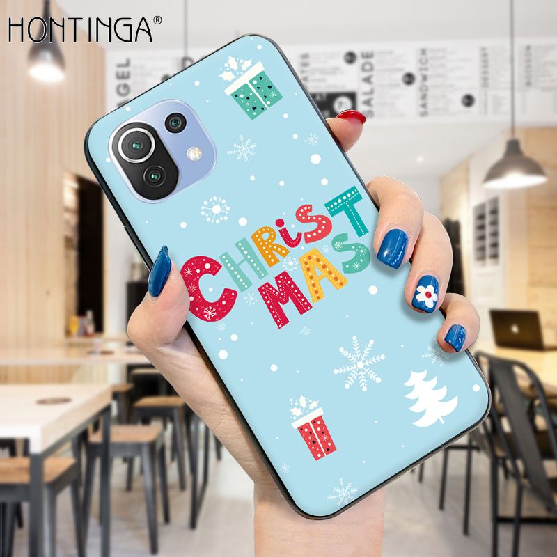 Hontinga for Xiaomi Mi 11 Lite 5G Case Merry Christmas Gifts for Girls Boys Phone Cover Shockproof Soft Silicone TPU Cases