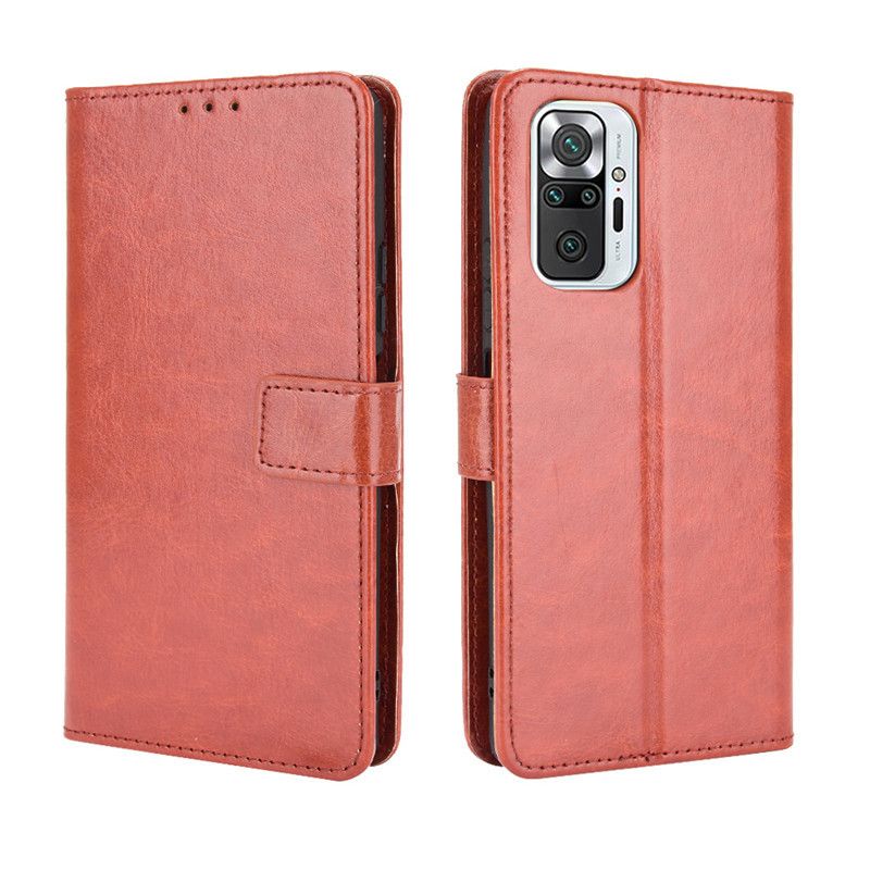 Holster Flip Stand Wallet Crazy Horse PU Leather Case For Xiaomi Redmi Note 10 Pro Cover
