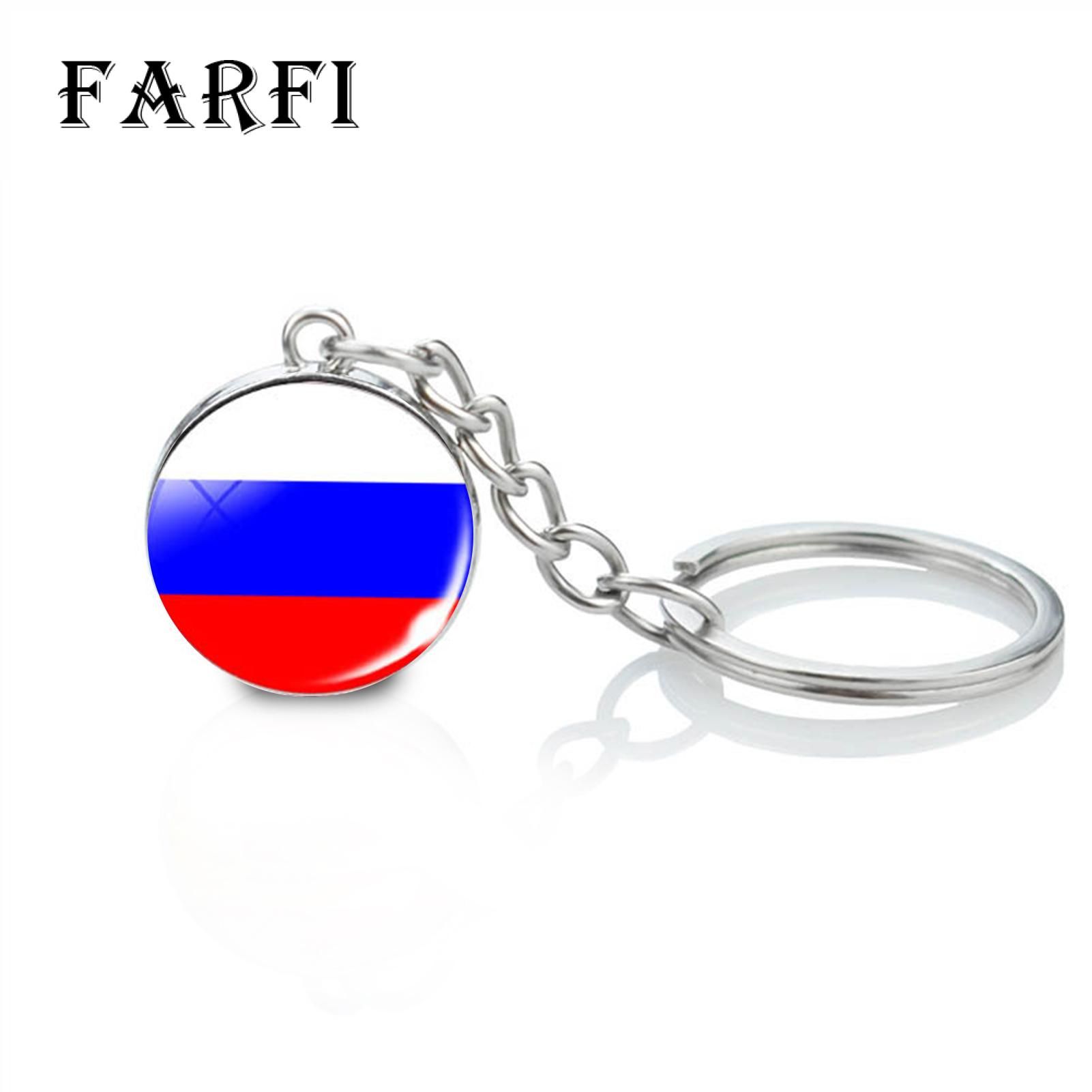 Farfi Key Pendant Washable National Flag France England Russia Key Ring Pendent Keyfob