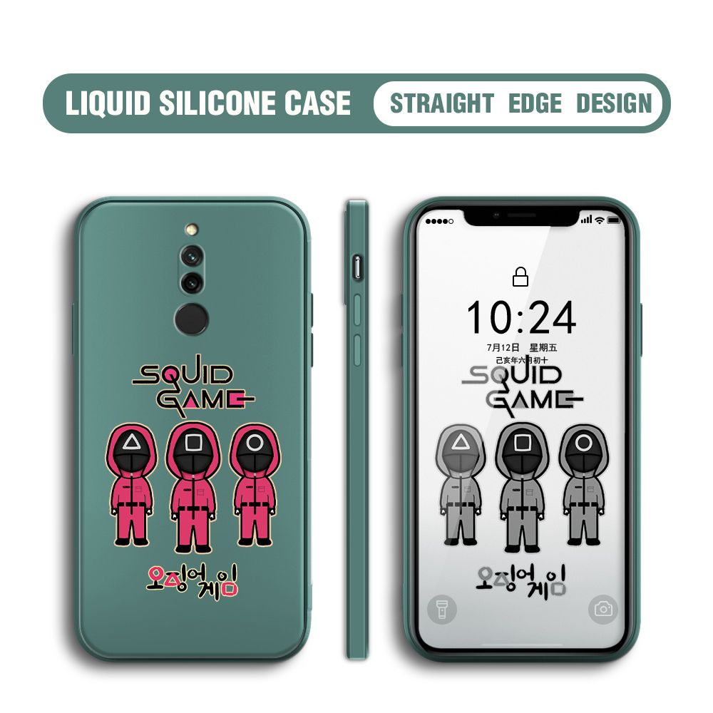 Jizetin for Xiaomi Redmi 8 Case Trend Cartoon Korean Squid Phone Cover Liquid Silicone Case Phone Protective Case