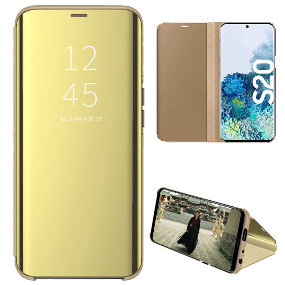 Smart Mirror Flip Phone Case For Samsung Galaxy S20 View PU Leather Stand Protective Cover