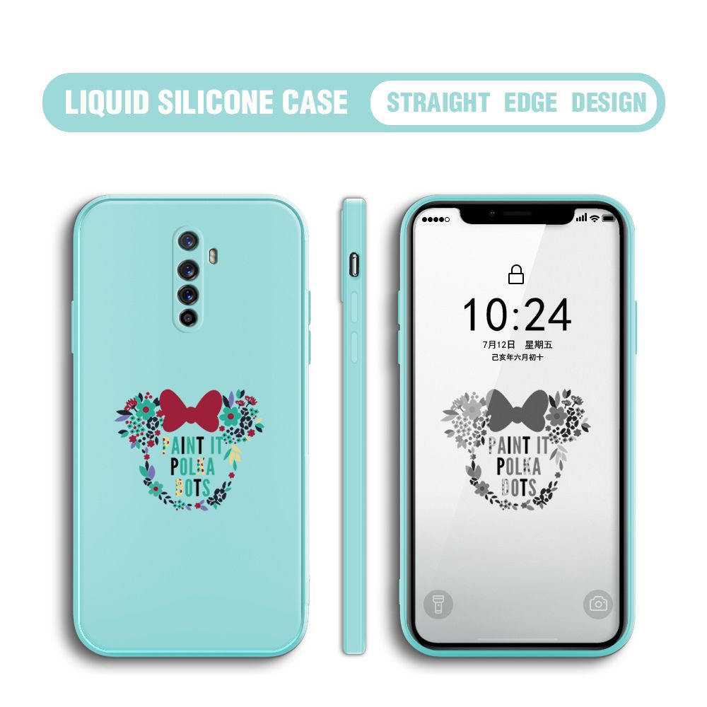 BILI for Realme X2 Pro / Reno Ace Back Cover Flowers Minnie Multicolor Liquid Silicone Phone Case Soft Square Lens Protection Phone Cases