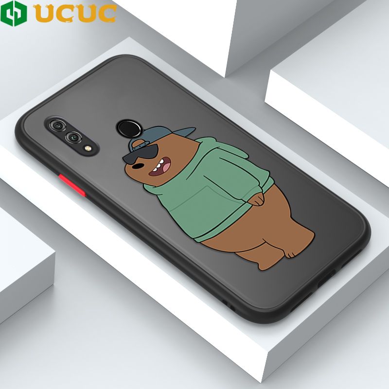 UCUC for Honor 8X Back Cover Sunglasses Bear Frosted Transparent Hard Phone Case Thin Shockproof Full Cover Camera Protect Case