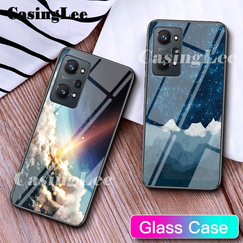 Casinglee For OPPO A96 4G Case Couple Starry Moon Glass Protector Meteor Start Back cover for OPPO A96 4G Phone cases Cover For girls and Boys