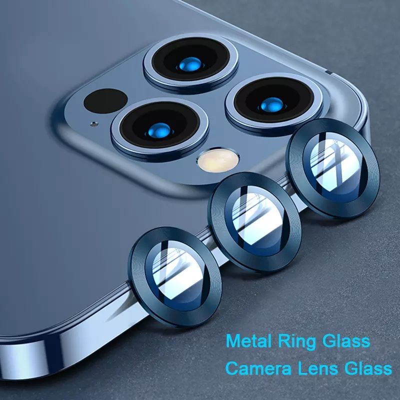 Alloy Metal Ring Glass For Iphone 11 to 13 pro max Red + Black + Gold Color  Cameta Protector