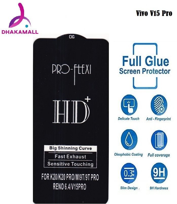 VIVO V15 PRO OG Type Full Glue Tempered Glass Screen Protector (Better Than 6D/9D/11D/21D)-Black