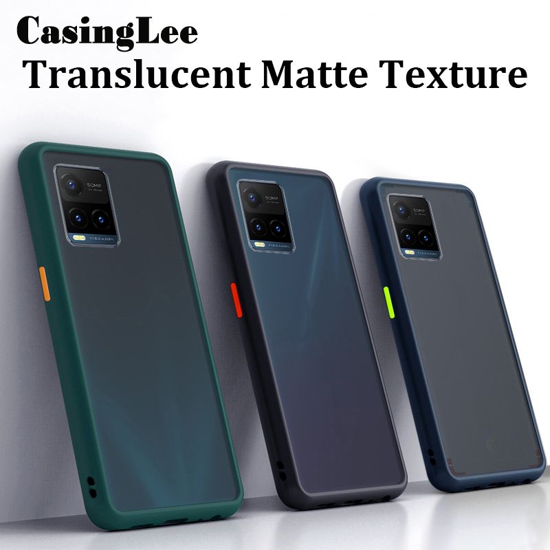 For VIVO Y21 Case Shockproof Scrub Matte Transparent Soft edge Silicone Frame Hard Clear Back Cover VIVO Y21 Phone Cases For girls and Boys