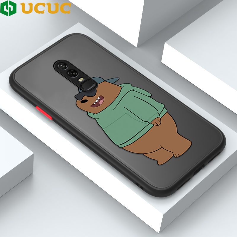 UCUC for OnePlus 6 Back Cover Sunglasses Bear Frosted Transparent Hard Phone Case Thin Shockproof Full Cover Camera Protect Case