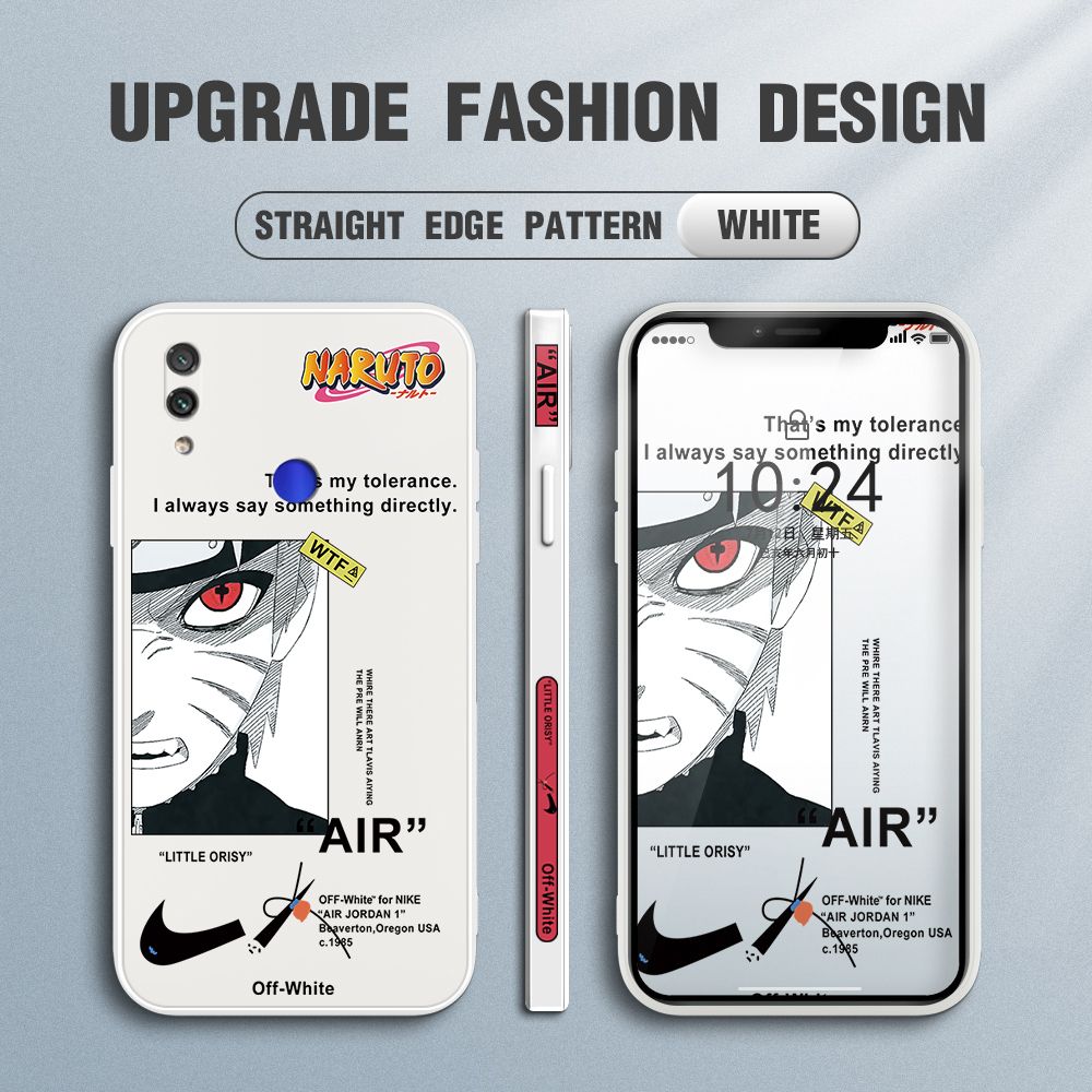 Jizetin for Redmi Note 7 Pro / Redmi Note 7 Case Side Design Phone Cover Anime Uzumaki Naruto Cover Square Edge Pattern Liquid Silicone Trend Case