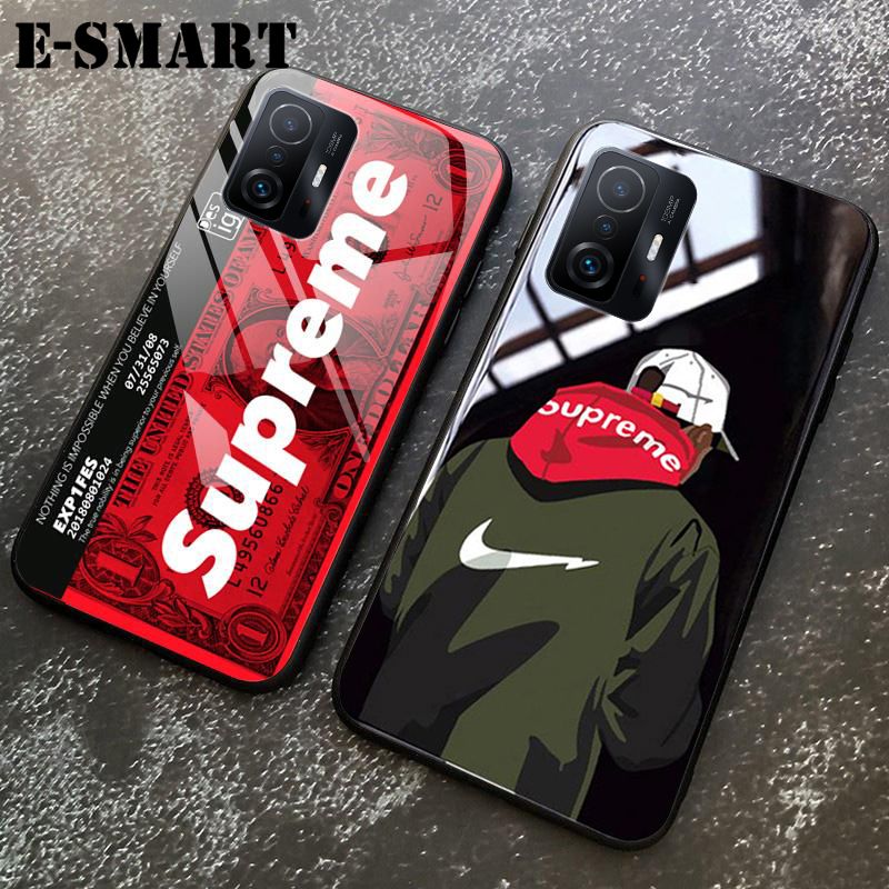 Supreme Phone Case Xiaomi 11T Back Cover Tempered Glass Protector Mirror Cases SUP Supreme Design Mi 11T Case